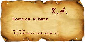 Kotvics Albert névjegykártya